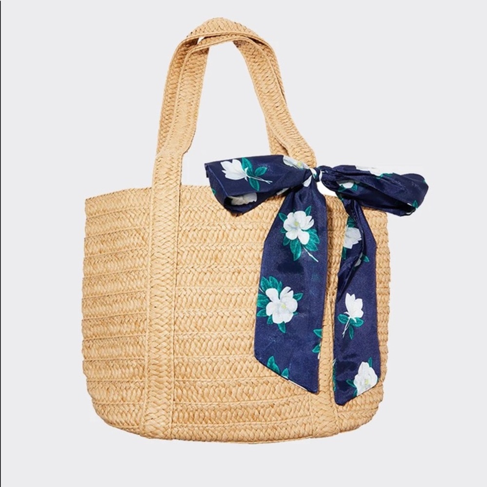 NWT Draper James Straw Bag w/ Floral Scarf